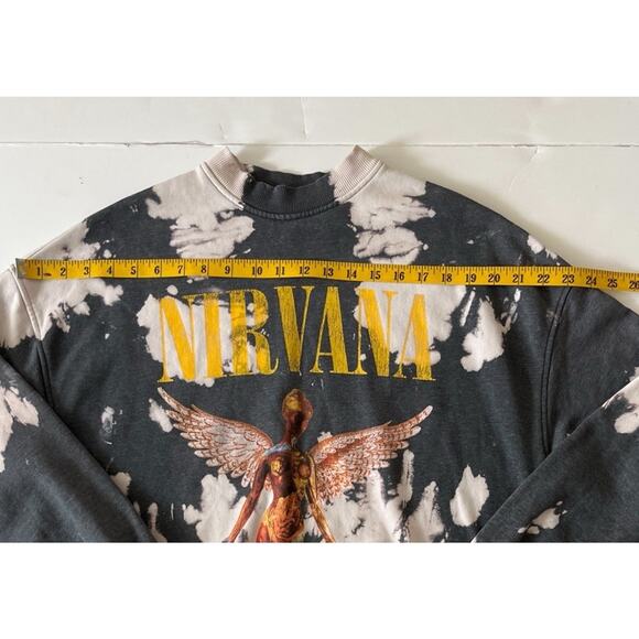 HM Nirvana Tie Dye Sweatshirt Women XS Gray Oversized Grunge - Picture 5 of 9